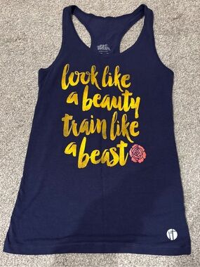 Run Disney Raw Threads Navy Racerback Tank Beauty & The Beast